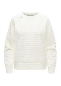Rundhalspullover Ragwear "Joann Crepe", Damen, Gr. XS (34), elfenbeinfarben, Material: 65% Baumwolle, 27% Polyester, 6% Viskose, 2% Elasthan, l&auml;ssig geschnitten h&uuml;ftlang, Rundhals, &Auml;rmel ohne &Auml;rmelschlitz B&uuml;ndchen, Pullover Rundhalspullover, Leichter Pullover mit gestreifter Pr&auml;gung