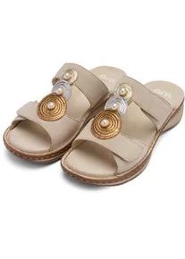 Pantolette Ara "HAWAII", Damen, Gr. 41, hellbeige, Ziegenveloursleder, unifarben, Basic, Schuhe Pantolette, Keilabsatz, Schlupfschuh, Bequemschuh in Weite G (= weit)