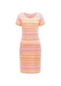 Minikleid Ragwear "Baomi Print YOUMODO", Damen, Gr. M (38), Normalgr&ouml;&szlig;en, pfirsich, Sweatware, Material: 100% Baumwolle, tailliert ca. Mitte Oberschenkel, Rundhals, &Auml;rmel ohne &Auml;rmelschlitz Rippb&uuml;ndchen, Kleider Minikleid, Gemustertes kurzes Sommerkleid mit Taillenkordel