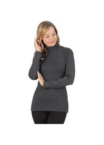 Rollkragenshirt TRIGEMA "TRIGEMA Rollkragenshirt", Damen, Gr. S, grau (anthrazit, melange), Feinstrick, 95% Baumwolle, 5% Elastan, Basic, normal, ohne Ausschnitt, Shirts