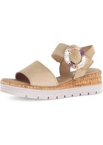 Keilsandalette Gabor "GENUA", Damen, Gr. 40, beige (sand), Ziegenveloursleder, unifarben, Schuhe, Sommerschuh, Riemchensandale, Komfortschuh in Weite G (=weit)