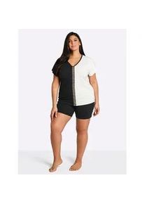 w&auml;schepur Shorty W&Auml;SCHEPUR, Damen, Gr. 44/46, schwarz (ecru, schwarz), 50% Baumwolle, 50% Viskose, Homewear-Sets Shorty