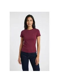 Tommy Hilfiger Kurzarmshirt TOMMY JEANS "TJW SLIM C-NECK TEE", Damen, Gr. L (40), lavish cerise, Single Jersey, Obermaterial: 100% Baumwolle, unifarben, slim fit h&uuml;ftlang, Rundhals, abgesteppt, Shirts, mit Logo-Stickerei