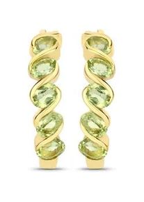 Paar Creolen Rafaela Donata "Set: K46", gelbgold, gr&uuml;n, Ohrringe, Damen, 21,1, aus Sterling Silber