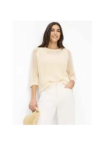 Strickpullover Brax "Style NALA", Damen, Gr. 42, ecru, Strick, 100% Baumwolle, Rundhals, Pullover Strickpullover