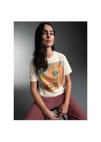 T-Shirt TRIGEMA "TRIGEMA T Shirt mit Druck "Enjoy Summer", Damen, Gr. XL, natur, Single Jersey, 100% Baumwolle, Basic, Rundhals, Shirts T-Shirt
