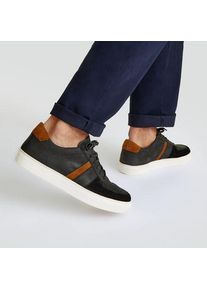 LANDS' END Leder-Sneakers zum Schn&uuml;ren, Herren,  Schwarz, Leder/Rauleder, by Lands' End