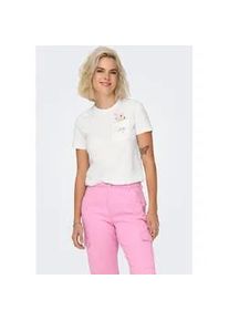 Kurzarmshirt Only "ONLPOLLY LIFE REG S/S POCKET TOP BOX JRS", Damen, Gr. M, cloud dancer print:flowers, Jersey, Obermaterial: 100% Baumwolle, bedruckt, regular fit normal, Rundhals, Shirts, Baumwolle, regular fit, Rundhals