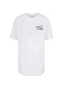 T-Shirt Merchcode "Merchcode Ladies Surf Club California Oversized Tee", Damen, Gr. S, wei&szlig;, 100% Baumwolle, bedruckt, oversize, Rundhals, Shirts T-Shirt