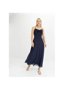 Tr&auml;gerkleid bonprix "Tr&auml;gerkleid mit Paillettenstickerei", Damen, Gr. 40, N-Gr, dunkelblau (l&auml;nge: regul&auml;r), Obermaterial: 100% Polyester. Futter: 100% Polyester, festlich, ausgestellt, Kleider Tr&auml;gerkleid, f&uuml;r festliche Anl&auml;sse, mit T&uuml;llrock, ausgestellte Passform