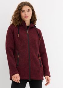 Strickfleecejacke bonprix, Damen, Gr. 48/50 (XL), bordeaux meliert, Strick, Obermaterial: 100% Polyester, bequem Po-bedeckend, Jacken Strickfleecejacke, bequeme Passform, mit Kapuze, mit verschlie&szlig;baren Taschen