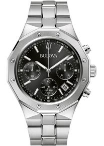 Chronograph Bulova, silber (silberfarben, schwarz), Armbanduhren, Herren, Chronograph, Armbanduhr, Quarzuhr, Herrenuhr, Edelstahlarmband, Saphirglas