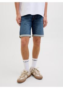 Jack & Jones Shorts JACK & JONES "JJIRICK JJICON I.K. SHORTS GE 132 SN", Herren, Gr. XS, N-Gr, blau (blau denim), Web, Obermaterial: 48% Baumwolle, 26% Viskose, 25% Polyester, 1% Elasthan, unifarben, regular fit kniefrei, Hosen Shorts, im Five-Pocket Style