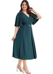 sheego Gro&szlig;e Gr&ouml;&szlig;en Abendkleid mit Stickerei am Taillenbund, petrol, Gr&ouml;&szlig;e 56 - Damen