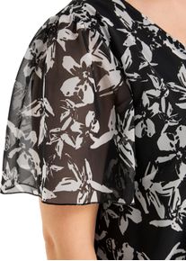 sheego Gro&szlig;e Gr&ouml;&szlig;en Chiffonkleid mit drapierten Volants, schwarz-wei&szlig;-gemustert, Gr&ouml;&szlig;e 44 - Damen