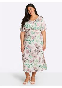 sheego Gro&szlig;e Gr&ouml;&szlig;en Blumenkleid, champagner-puder-bedruckt, Gr&ouml;&szlig;e 48 - Damen