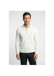 Strickpullover Fynch-Hatton, Herren, Gr. L, new sanftes wei&szlig;, Strick, Obermaterial: 100% Baumwolle, unifarben, normal h&uuml;ftbedeckend, Rundhals, Flachstrickb&uuml;ndchen, Pullover Strickpullover, aus Baumwolle, mit Polokragen und kurzer Knopfleiste