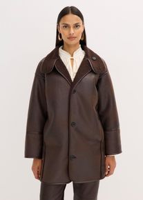 bonprix Oversized Lammfellimitat-Jacke, braun, Gr.40, Im modernen Oversized-Schnitt