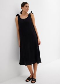 bonprix Tr&auml;gerkleid aus weichem Musselin, schwarz, Gr.42, Wadenlanges Web-Kleid mit auff&auml;lligem Bindedetail am R&uuml;cken, 100% Baumwolle