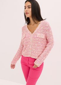 bonprix Boucl&eacute; Strickjacke, pink, Gr.44/46 (L), elegante Boucl&eacute; Strickjacke