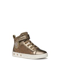 Sneaker Geox "J SKYLIN GIRL Blinkschuh", M&auml;dchen, Gr. 27, silber (beige, platin), Synthetik, Textil, Glitzer, metallic, Schuhe Sneaker, Schn&uuml;rboots mit Glitzer, Blinkfunktion, Gr&ouml;&szlig;enschablone zum Download