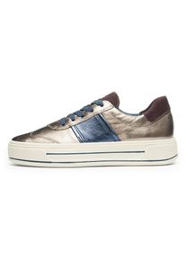 Plateausneaker Ara "CANBERRA", Damen, Gr. 5,5 (38,5), beige (beige kombiniert), Glattleder, Veloursleder, metallic, Schuhe Plateausneaker, Plateausneaker, Schn&uuml;rschuh im Metallic Look, H-Weite
