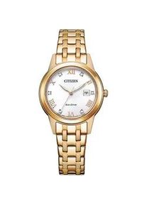 Solaruhr Citizen, gold (goldfarben, silberfarben), Armbanduhren, Damen, Armbanduhr, Damenuhr, Datum, Kristallsteine, Edelstahlarmband