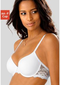 Schalen-BH Lascana "Vittoria", Damen, Gr. 85, Cup B, beige (creme), Spitze, Obermaterial: 84% Polyamid (TACTEL), 16% Elasthan (LYCRA), Basic, BHs Schalen-BH, mit B&uuml;gel und R&uuml;cken aus floraler Spitze