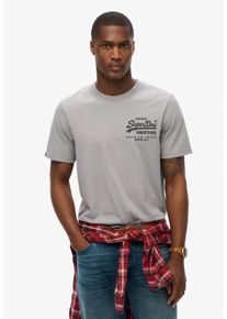 Rundhalsshirt Superdry "VL TOKYO RELAXED TEE", Herren, Gr. L, sleet grau, Single Jersey, Obermaterial: 100% Baumwolle, bedruckt, relaxed fit normal, Rundhals, Shirts Rundhalsshirt, mit coolem Tattoo-Print