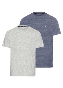 T-Shirt DELMAO, Herren, Gr. 3XL (64/66), blau (marine melange, grau melange), Single Jersey, Obermaterial: 60% Baumwolle, 40% Polyester, meliert, slim fit, Rundhals, Shirts T-Shirt, in hochwertiger Melange-Optik mit dezenter Logo-Stickerei