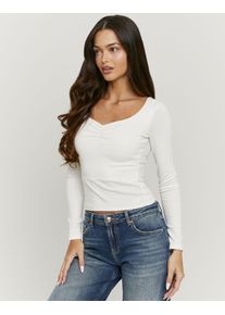 Langarmshirt Tally Weijl "STSCOBIANCA", Damen, Gr. L, sanftes wei&szlig;, Jersey, Obermaterial: 100% Baumwolle, unifarben, figurbetont normal, Balconnet, Shirts Langarmshirt, Baumwollmischung, Shirt mit Sweetheart-Ausschnitt aus softem Material