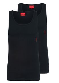Tanktop HUGO UNDERWEAR "Twin Pack", Herren, Gr. S (48), schwarz (schwarz 001), Single Jersey, Obermaterial: 93% Baumwolle, 7% Elasthan, Basic, k&ouml;rpernah, Rundhals, Tops Tanktop, mit Markenlabel in Kontrastfarbe
