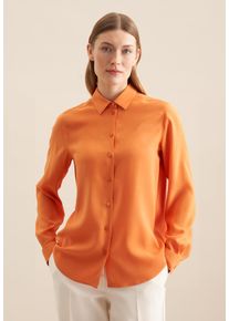 Hemdbluse Seidensticker, Damen, Gr. L40, orange, 100% Viskose, unifarben, regular fit, ohne Ausschnitt, Blusen Hemdbluse, 1/1 Kragen Uni