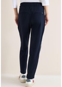 Stoffhose Cecil "Style Tracey", Damen, Gr. XXL (46), L&auml;nge 28, universal blau, Web, Obermaterial: 61% Viskose, 32% Polyamid, 7% Elasthan. Futter: 100% Polyester, unifarben mit Farbeinsatz, schmal lang, Hosen Stoffhose, mit Color Block Tape, elastischem Bund mit Tunnelzug