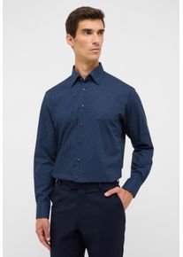 Langarmhemd Eterna "MODERN FIT", Herren, Gr. 41, Normalgr&ouml;&szlig;en, navy, Twill, 100% Baumwolle, tailliert, Manschette, Hemden Langarmhemd, NON IRON (b&uuml;gelfrei)