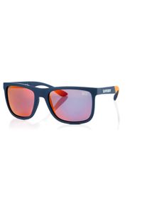 Sonnenbrille Superdry "Modell 996057", Herren, blau, orange, matt, Sonnenbrillen Sonnenbrille, Form Karree/Eckig, Logoschriftzug auf B&uuml;gel, Injectionfassung
