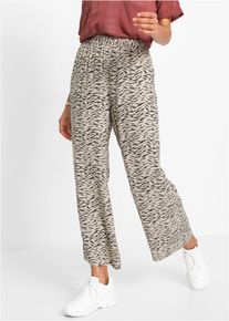 Palazzohose bonprix, Damen, Gr. 46, K-Gr, sand, schwarz zebra bedruckt (l&auml;nge: kurz), Obermaterial: 100% Viskose, loose fit, Hosen Palazzohose, aus Viskose, lockere Passform, weiter Bein, casual Stil