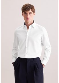 Businesshemd Seidensticker "Schwarze Rose", Herren, Gr. M (39), normale &Auml;rmell&auml;ngen, wei&szlig;, 100% Baumwolle, Strukturmuster, slim fit, 2-Knopf-Manschette, Hemden Businesshemd, Slim 1/1 Covered-Button-Down-Kragen Struktur