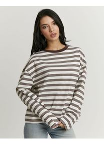 Langarmshirt Tally Weijl "STSCOBERLA", Damen, Gr. S, bracken braun, Jersey, Obermaterial: 100% Baumwolle, oversize normal, Rundhals, Shirts Langarmshirt, Baumwolle