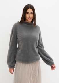 bonprix Oversize-Pullover mit tiefem R&uuml;ckenausschnitt, grau, Gr.36/38 (S), Modischer Oversize-Strickpullover mit tiefem R&uuml;ckenausschnitt, aus Viskose