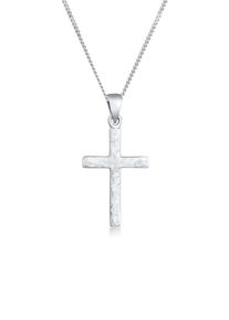 Kette mit Anh&auml;nger Elli "Halskette Kreuz Symbol Strukturiert 925 Silber" Gr. 45, silber, Halsketten, Damen, ohne Stein, Silber 925 (Sterlingsilber), Kette mit Anh&auml;nger