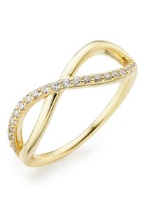 Fingerring HECHTER PARIS "Schmuck Geschenk Silber 925 Damenring Infinity" Gr. 56, gold (gelbgoldfarben, kristallwei&szlig;), Fingerringe, Damen, 56, Silber 925 (Sterlingsilber), 1,5mm, Fingerring, mit Topas