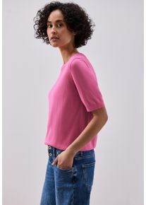 Kurzarmpullover Street One, Damen, Gr. 38, ibis rose, Strick, Obermaterial: 60% Viskose, 40% Baumwolle, normal h&uuml;ftbedeckend, Rundhals, B&uuml;ndchen, Pullover Kurzarmpullover, in Strick-Optik und mit Rundhals, Topseller
