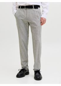 Jack & Jones Chinohose JACK & JONES "JPSTACE SUMMER CHINO PANT SN", Herren, Gr. 31, L&auml;nge 34, dusty olive detail:melange, Web, Obermaterial: 70% Baumwolle, 30% Leinen, meliert, slim fit kn&ouml;chellang, Hosen Chinohose, mit Rei&szlig;verschluss