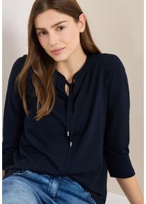 3/4-Arm-Shirt Cecil, Damen, Gr. L (42), universal blau, Jersey, Obermaterial: 48% Baumwolle, 48% Modal, 4% Elasthan, unifarben, l&auml;ssig geschnitten h&uuml;ftbedeckend, Rundhals, Shirts 3/4-Arm-Shirt, Sommershirt im Tunika-Look, Topseller