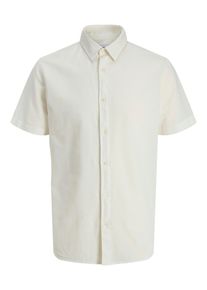 Jack & Jones PlusSize Kurzarmhemd "JJEBREEZE LINEN BLEND SHIRT S/S SN PLS", Damen, Gr. 3XL, N-Gr, wei&szlig;, Web, Obermaterial: 70% Baumwolle, 30% Leinen, JACK & JONES PLUSSIZE, unifarben, normal, Hemden Kurzarmhemd, mit Leinen, regular fit