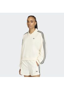 Poloshirt adidas originals "TERRY TOWEL V NECK LONG SLEEVES", Damen, Gr. XL, sanftes wei&szlig;, Obermaterial: 75% Baumwolle, 25% Polyester, normal, V-Ausschnitt, Shirts Poloshirt
