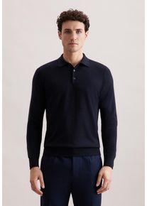 Polokragenpullover Seidensticker "Schwarze Rose", Herren, Gr. XL, dunkelblau, 100% Wolle, unifarben, regular fit, Pullover Polokragenpullover, 1/1 Kragen Uni