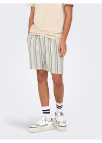 Only & Sons Shorts ONLY & SONS "ONSTREV LIFE REG STRU STRIPE SHORTS NOOS", Damen, Gr. XXL, N-Gr, seagrass stripes:multi stipe, Web, Obermaterial: 55% Baumwolle, 45% Polyester, gestreift, regular fit ca. Mitte Oberschenkel, Hosen Shorts