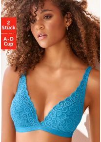 Bralette-BH Petite Fleur, Damen, Gr. 75, Cup A, blau (rauchblau, wei&szlig;), Spitze, Obermaterial: 90% Polyamid, 10% Elasthan, BHs Bralette-BH, ohne B&uuml;gel aus Spitze, Dessous, Topseller